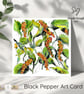 Black Pepper - Art Card - Square Blank - Original Watercolour with Envelope