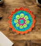 ultra bright neon crochet mandala flower coasters, doilies - Image 3