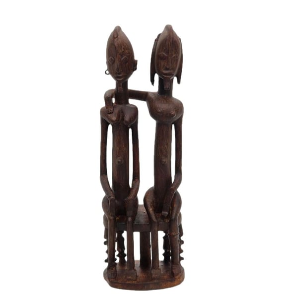 Dogon Couple figurine, african statue, 3d printed tribal art, Mali west africa
