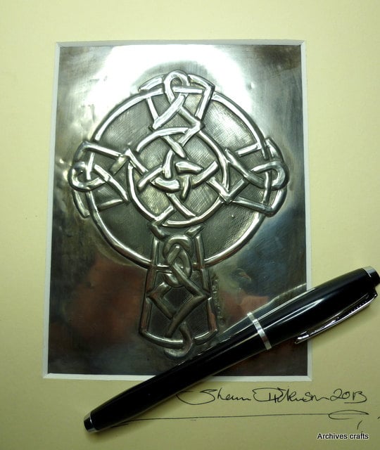 Celtic cross pewter wall decor