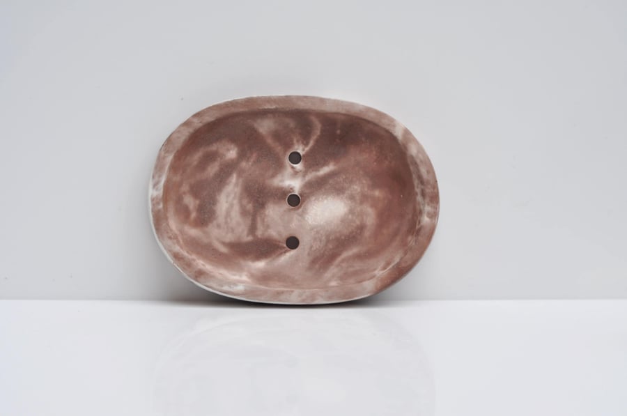 Concrete Soap Dish Oval Grey Brown Marble Cement Soap Tray Concrete Home Decor M