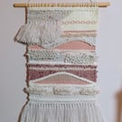 Handwoven wall hanging, abstract with tassels