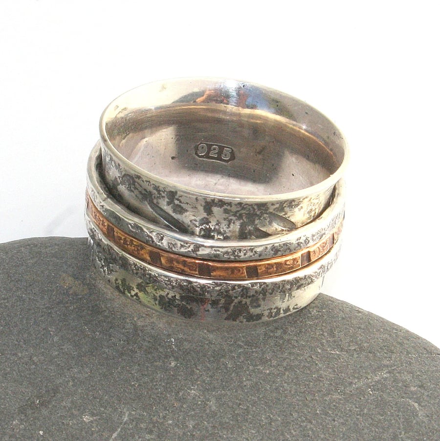 Silver and copper spinner ring