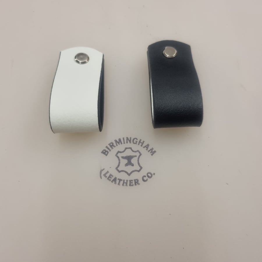 Hand Made White And Black Revisable Genuine leather Pull Handle