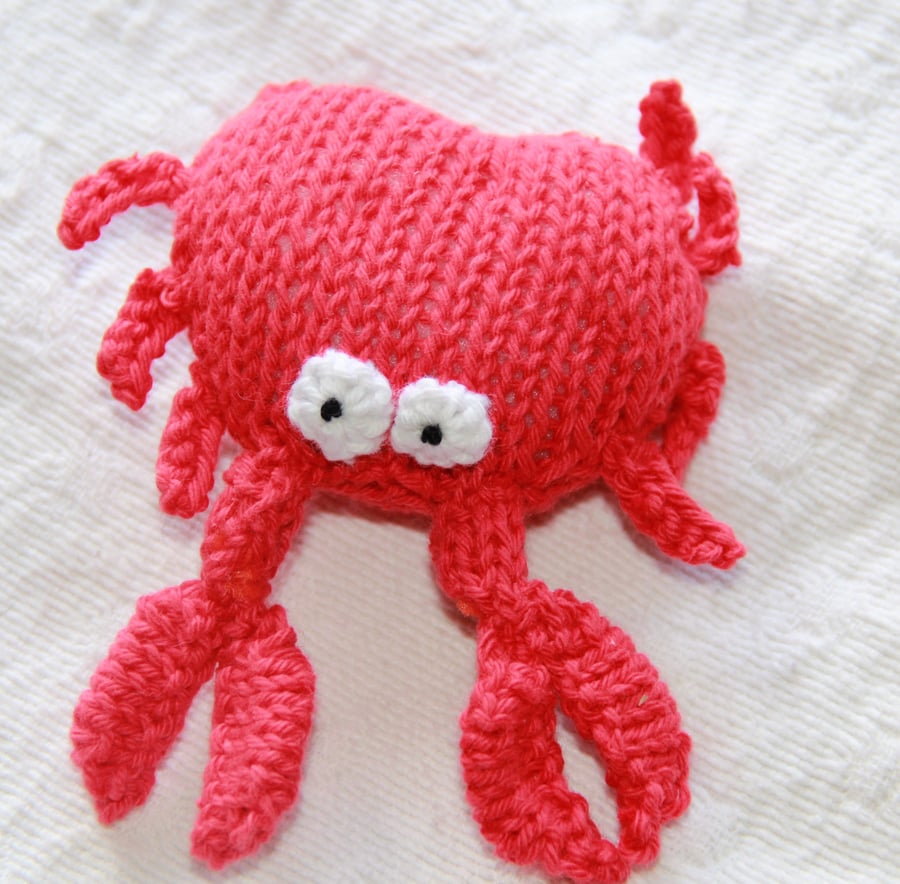 Hand Knitted Cotton Organic Catnip Crab