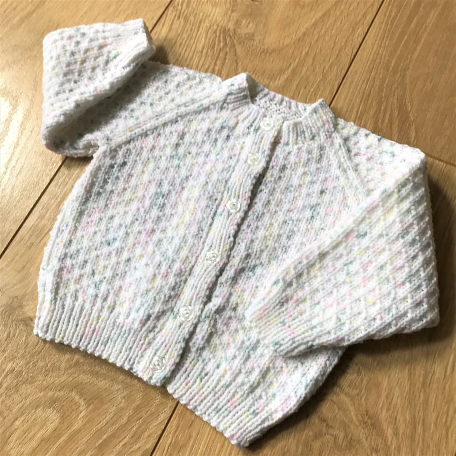 Hand knitted baby cardigan to fit up to 12 months