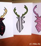 Trio Of Funky Stag Cards - Image 1
