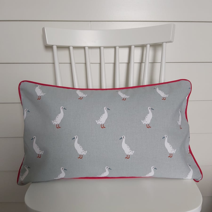Sophie Allport Ducks Cushion Cover with Red Piping