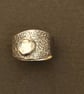 Silver Moonstone Ring - Modernist - Designer  - Darkened Silver - Size P - Image 6