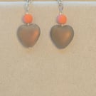 Gold heart earrings - Orange