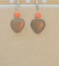 Gold heart earrings - Orange - Image 1