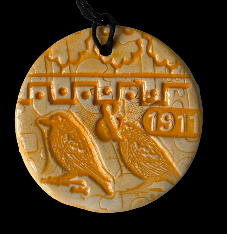 Ceramic Love Token: Keepsake: Orange Two Birds