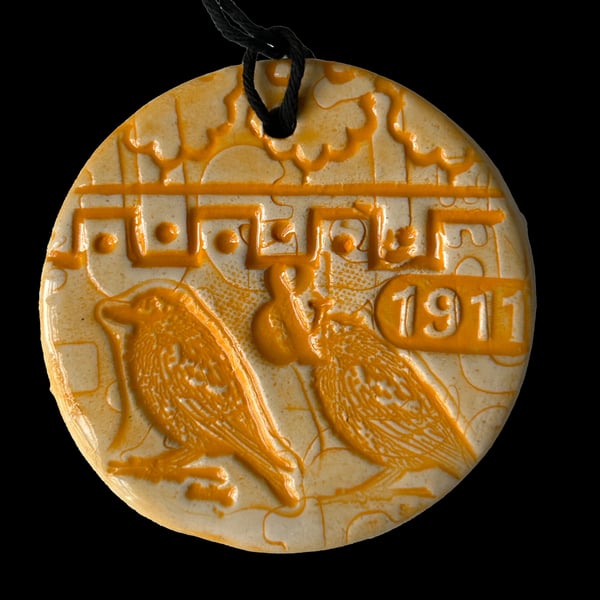 Ceramic Love Token: Keepsake: Orange Two Birds