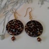Statement Animal Print Mother of Pearl Earrings Gold Plated