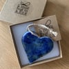  Hand Made Blue and Green Speckled Porcelain Heart  