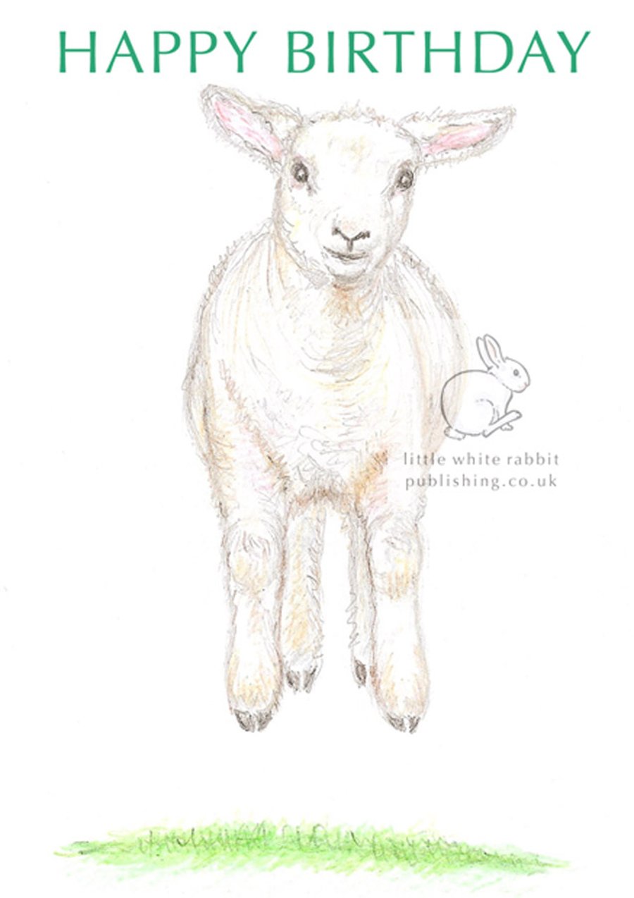 Lamb Jumping - Birthday Card