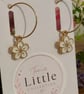 White Cherry Blossom Hoop Earrings, Enamel Floral Charms, Handmade Jewellery - Image 3
