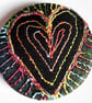 One Inch Badge Heart Fabric Badge with Free Machine Embroidery 