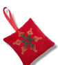 Velvet Lavender Sachet, Hand Printed Lavender Bag, Snowflake Christmas Ornament 