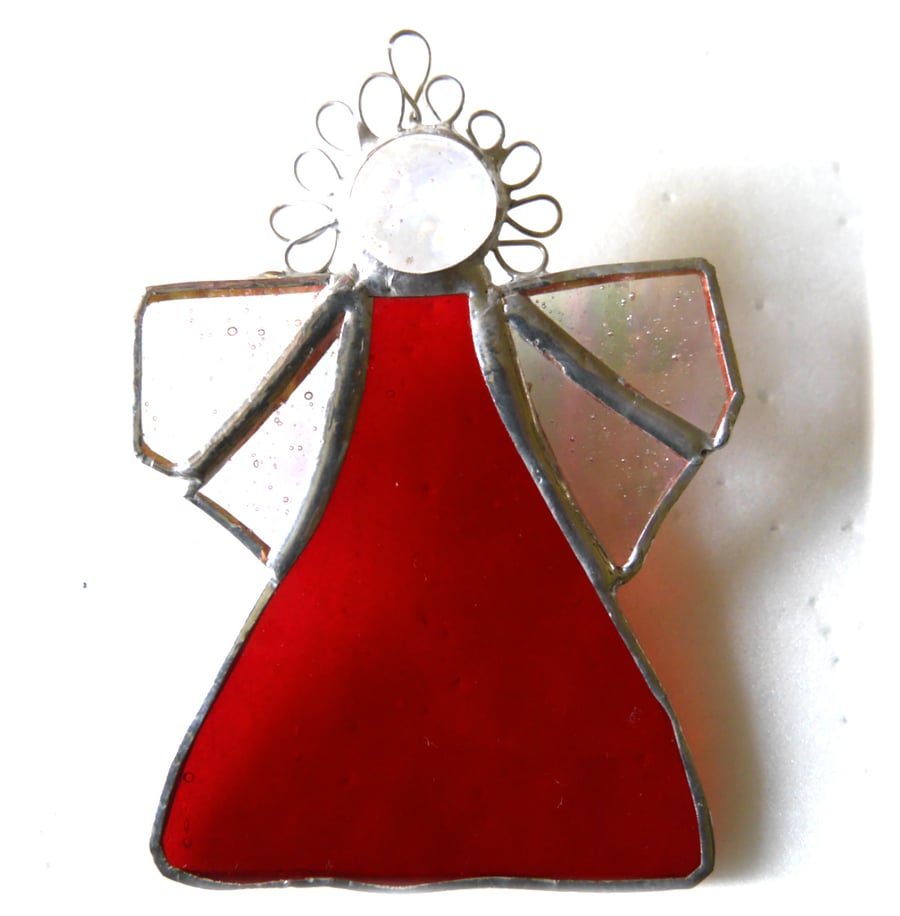 Angel Red Stained Glass suncatcher Christmas decoration 