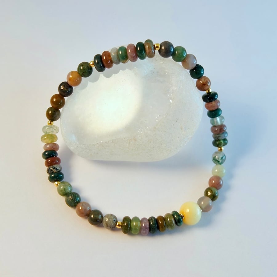 Indian Agate Beaded Bracelet, Birthday, Anniversary, Jewellery Gifts For Her