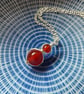 Sterling silver and carnelian pendant, July birthstone necklace in silver - Image 1