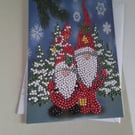 Christmas card. Bead art card. Gonks. Gnomes. Ref 459