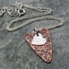Copper With Silver Heart Pendant and Sterling Silver Chain Vintage 
