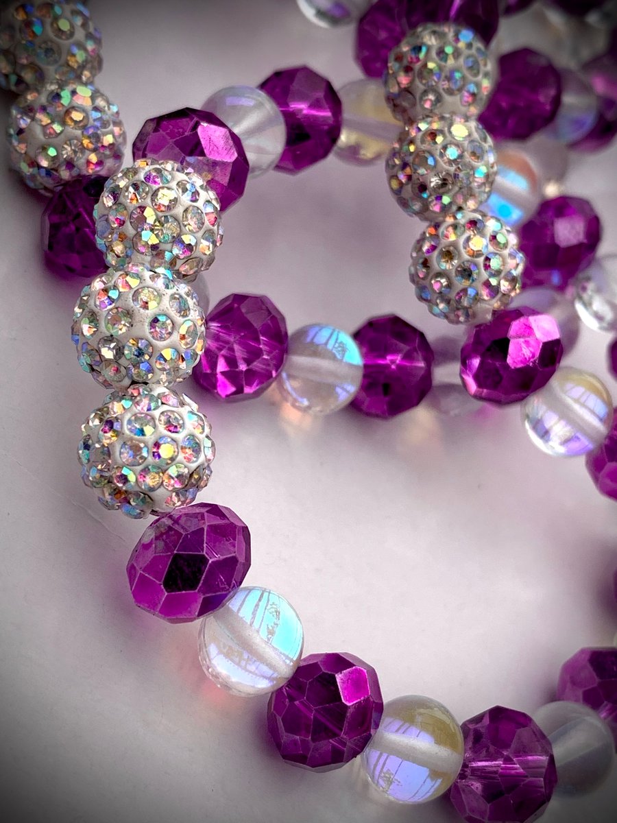 Triple Shamballa Rainbow Moonstone Gemstone Healing Bracelet 