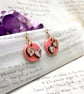 Pale pink heart washi paper blossom wooden earrings - Image 5