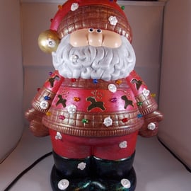 Ceramic Hand Painted Large Father Christmas Santa Figurine Table Lamp Decoration