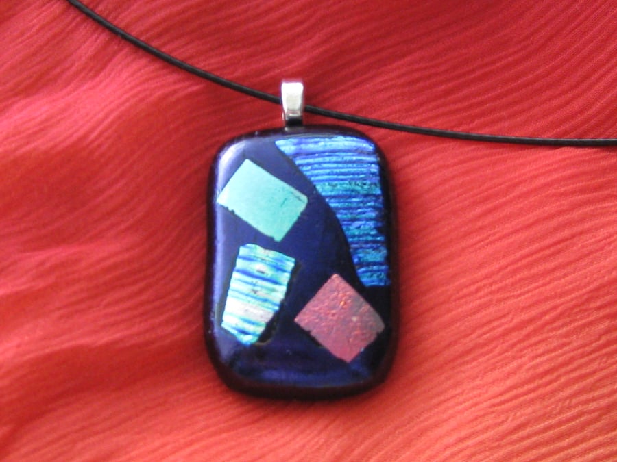 Unique Fused Dichroic Glass Pendant Necklace