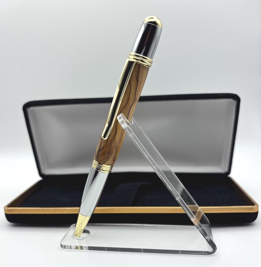 Holy Land Wooden Sierra Style Ballpoint Pen - Certified Bethlehem Olive Wood