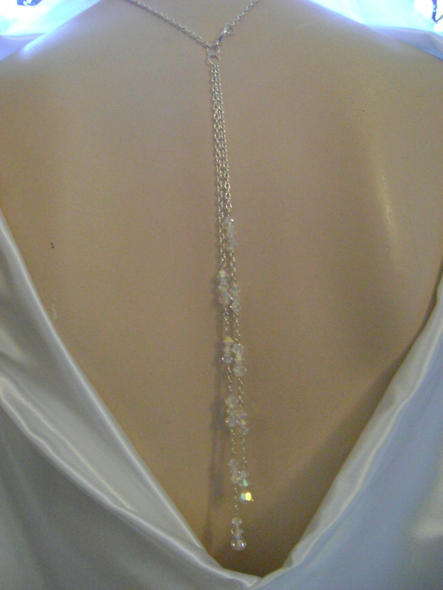 Long Crystal Backdrop Necklace & Earring Set