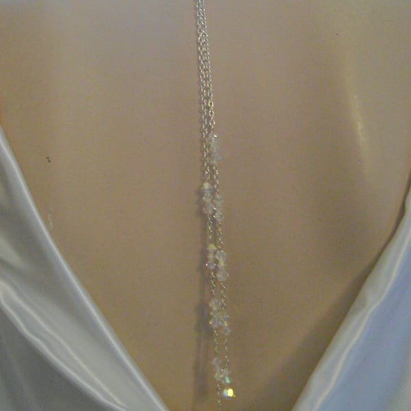 Long Crystal Backdrop Necklace & Earring Set