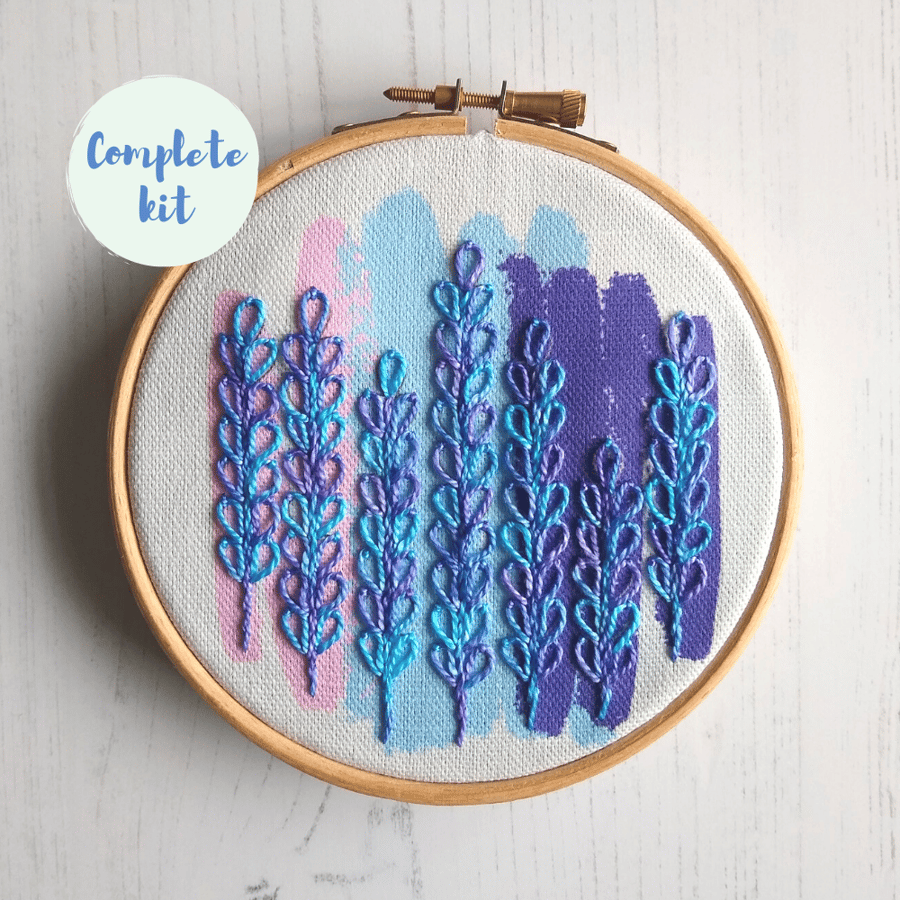 Delphinium embroidery kit - mauve
