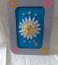 Hand embroidered flowers small picture upcycled painted frame. - Image 1