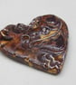 Medium Dark Copper Brocade Texture Heart Shaped Ceramic Button - Image 4