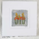 HAND EMBROIDERED HAND DYED FLORAL GREETINGS CARD