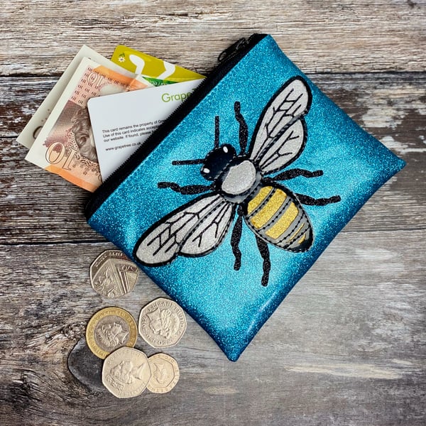 Appliqué Bee Coin Purse Pouch