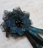 Black Watch Tartan Ruffle Black Lace Regency Ribbons Hair or Bonnet Clip - Image 3