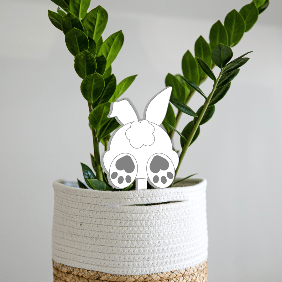 Easter Bunny Plant Tag Easter Ears, Paws Acrylic Colour Bunny Digging
