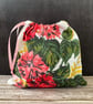 1950s Floral 'Carnations & Roses' Vintage Barkcloth Drawstring Bag, Pink Ribbon - Image 4