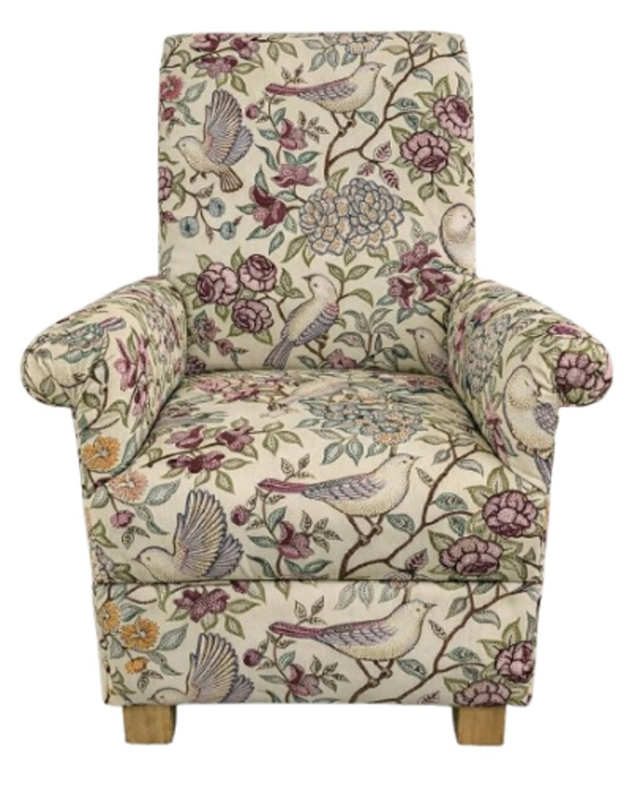 iLiv Heritage Birds Fabric Adult Chair Armchair Fern Small Accent Bedroom Floral
