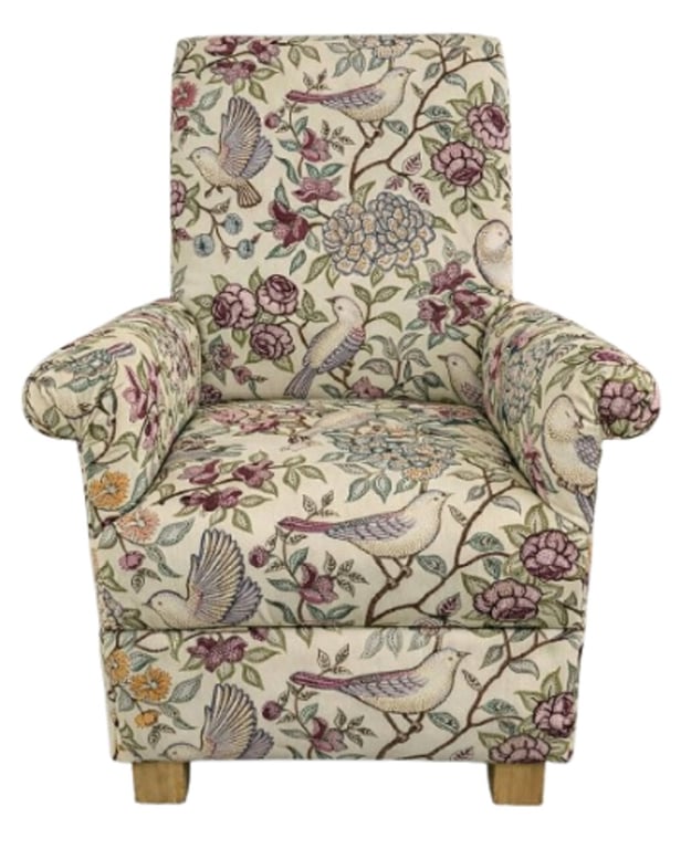 iLiv Heritage Birds Fabric Adult Chair Armchair Fern Small Accent Bedroom Floral