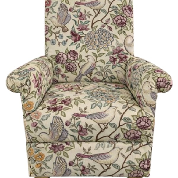 iLiv Heritage Birds Fabric Adult Chair Armchair Fern Small Accent Bedroom Floral