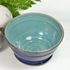 Spiral Summer Blue Breakfast Soup Salad Olive Tapas Bowl Ceramic Stoneware 