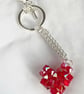 Handbag Charm, Red Crystal Heart, with a Chainmaille Chain and Keyring - Image 8