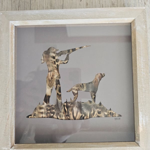 Handmade pheasant feather frame - shooting countryside gift 9 x 9 