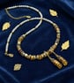 Champagne Glass & Natural White Stone Earrings Necklace in Gold Stainless Steel - Image 4
